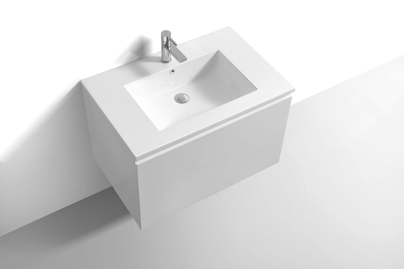 32'' Balli Modern Wall Mount Bathroom Vanity Gloss White