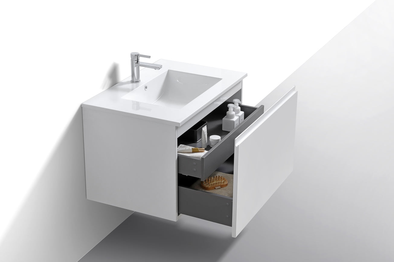 32'' Balli Modern Wall Mount Bathroom Vanity Gloss White