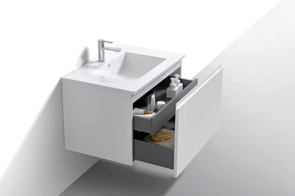 32'' Balli Modern Wall Mount Bathroom Vanity Gloss White