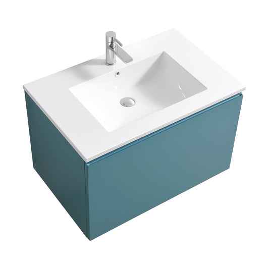 32'' Balli Modern Wall Mount Bathroom Vanity Teal Green