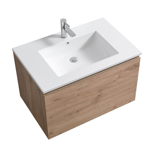 32'' Balli Modern Wall Mount Bathroom Vanity White Oak