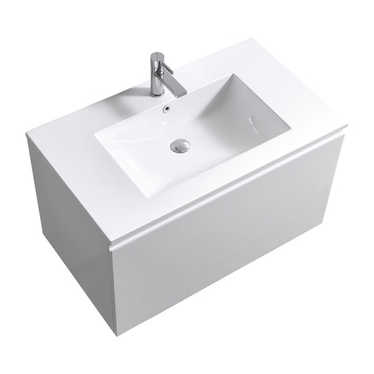 36'' Balli Modern Wall Mount Bathroom Vanity Gloss White