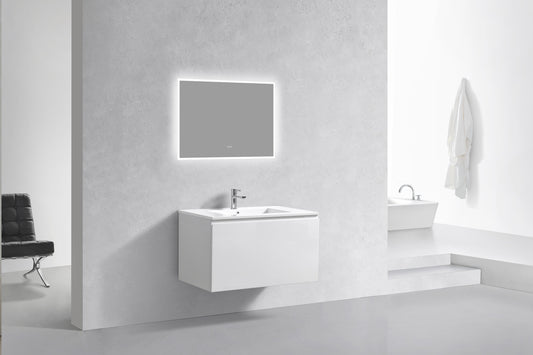 36'' Balli Modern Wall Mount Bathroom Vanity Gloss White
