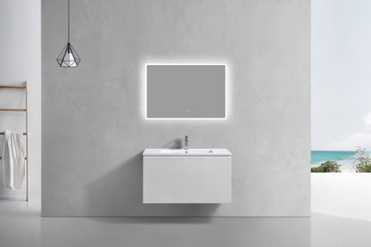 36'' Balli Modern Wall Mount Bathroom Vanity Gloss White
