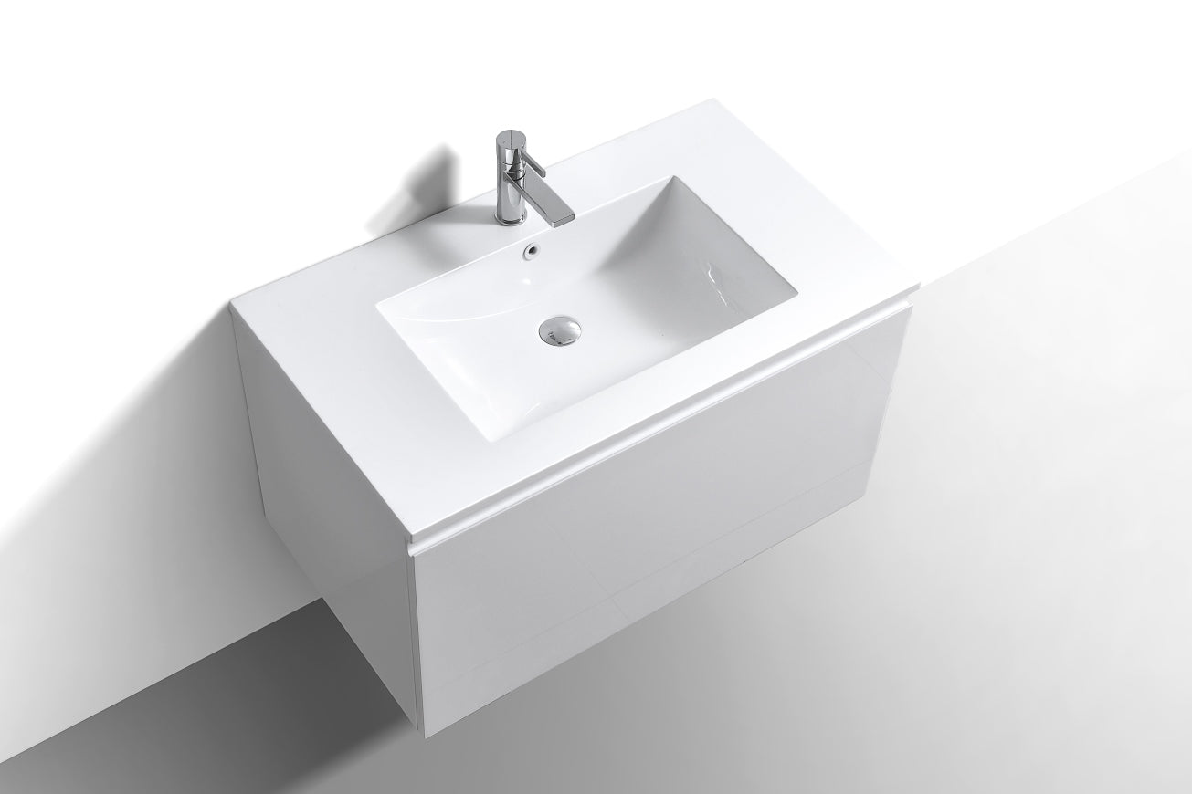 36'' Balli Modern Wall Mount Bathroom Vanity Gloss White