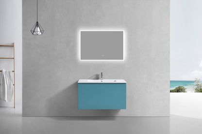 36'' Balli Modern Wall Mount Bathroom Vanity Teal Green