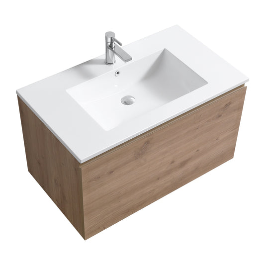 36'' Balli Modern Wall Mount Bathroom Vanity White Oak