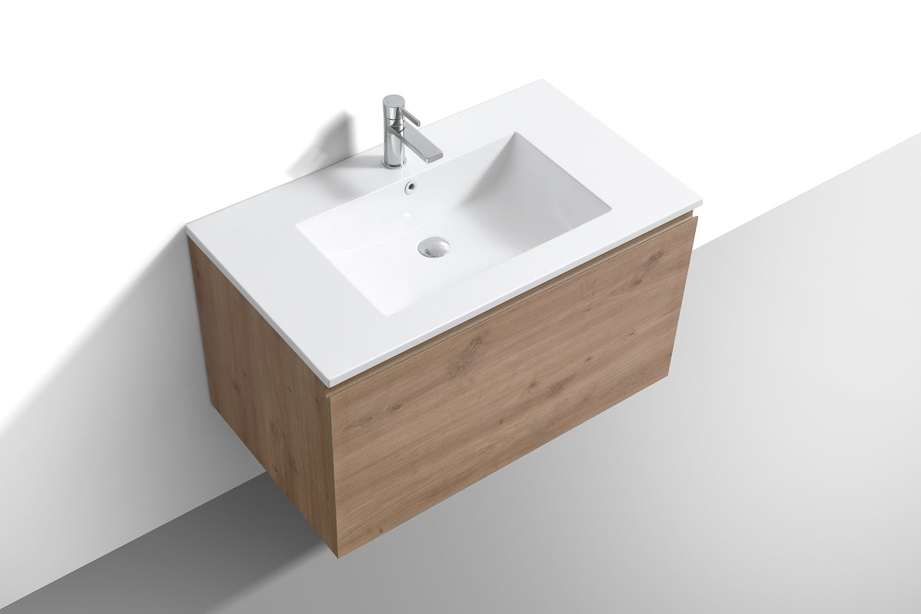 36'' Balli Modern Wall Mount Bathroom Vanity White Oak