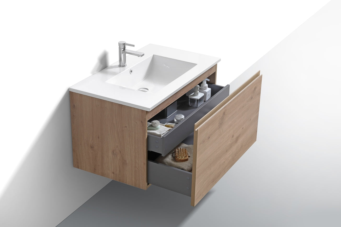 36'' Balli Modern Wall Mount Bathroom Vanity White Oak