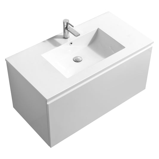 40'' Balli Modern Wall Mount Bathroom Vanity Gloss White