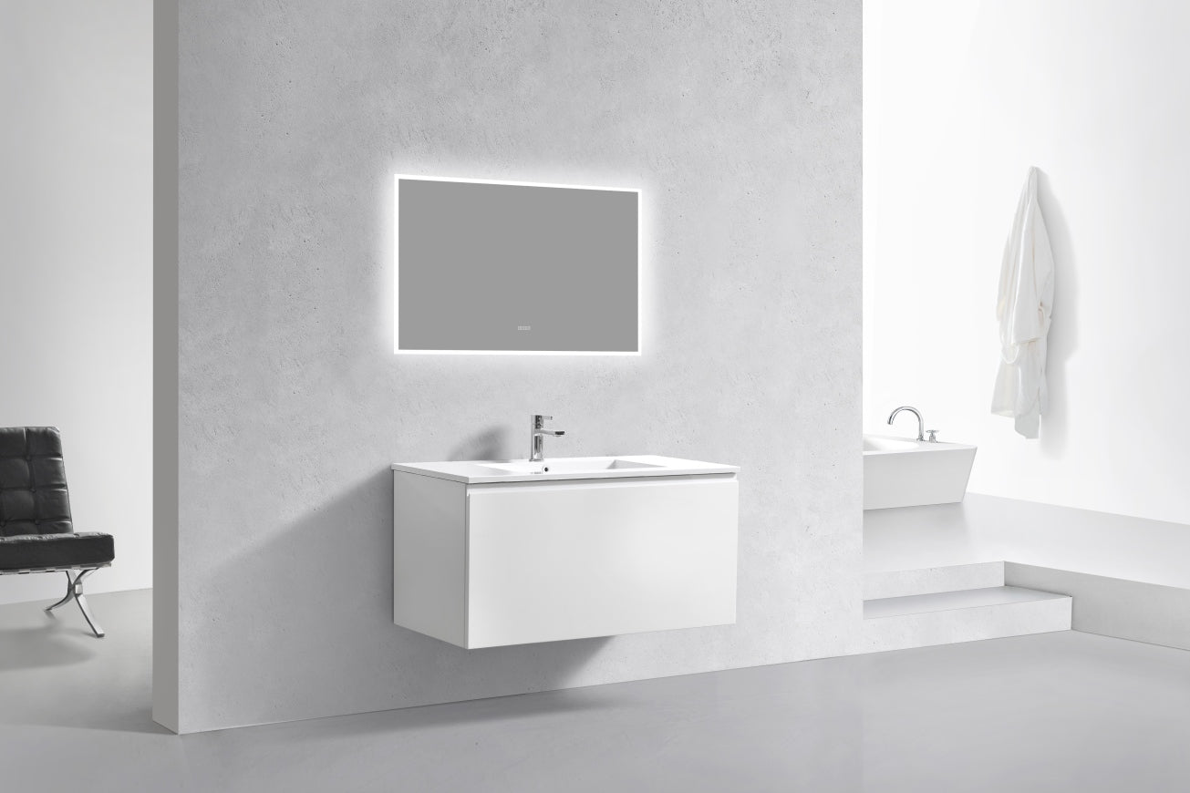40'' Balli Modern Wall Mount Bathroom Vanity Gloss White