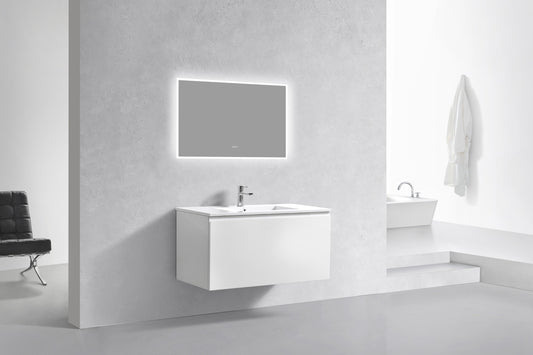 40'' Balli Modern Wall Mount Bathroom Vanity Gloss White