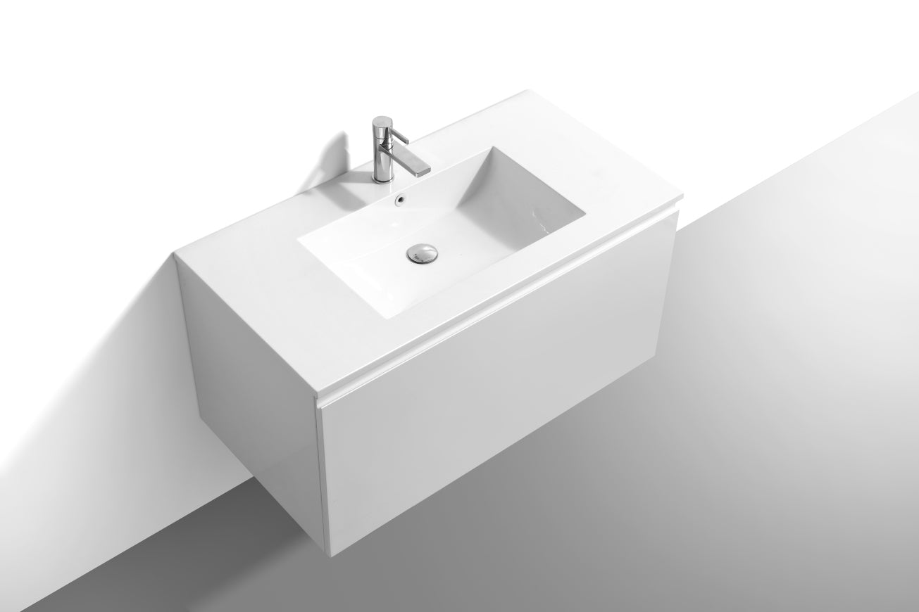 40'' Balli Modern Wall Mount Bathroom Vanity Gloss White