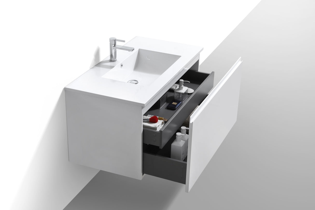 40'' Balli Modern Wall Mount Bathroom Vanity Gloss White