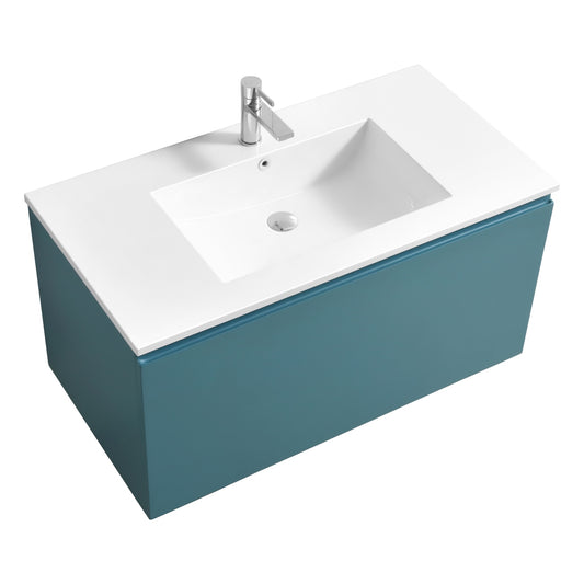 40'' Balli Modern Wall Mount Bathroom Vanity Teal Green