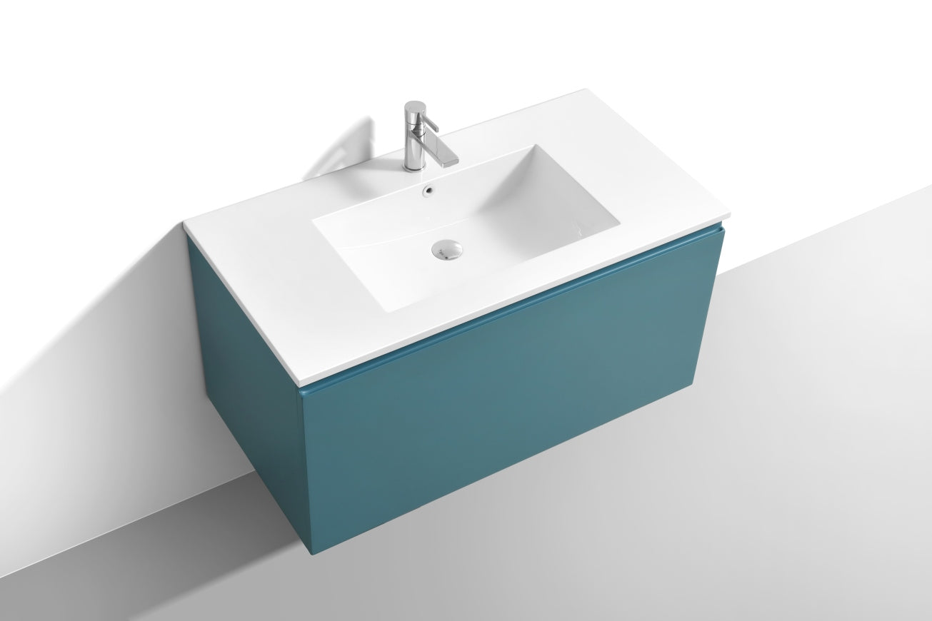 40'' Balli Modern Wall Mount Bathroom Vanity Teal Green