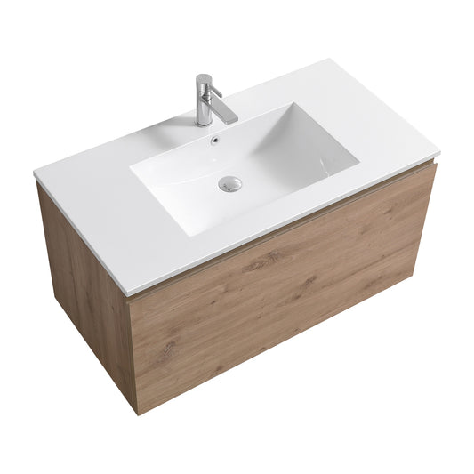 40'' Balli Modern Wall Mount Bathroom Vanity White Oak
