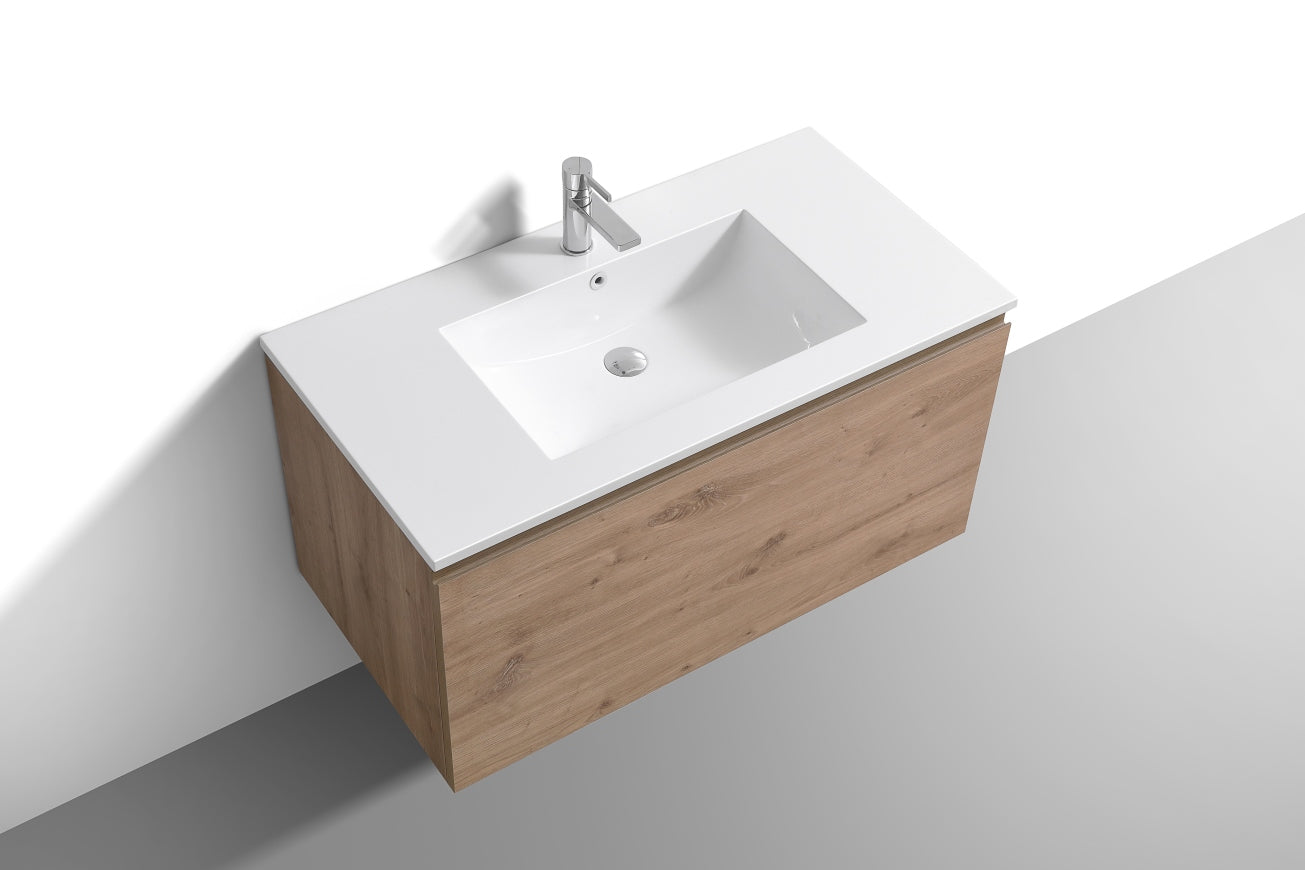 40'' Balli Modern Wall Mount Bathroom Vanity White Oak
