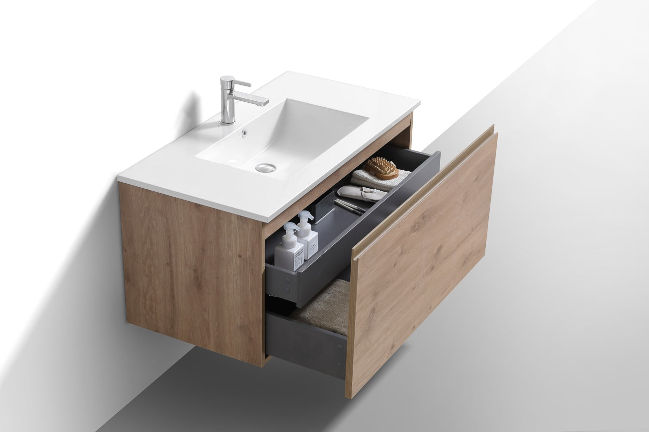 40'' Balli Modern Wall Mount Bathroom Vanity White Oak