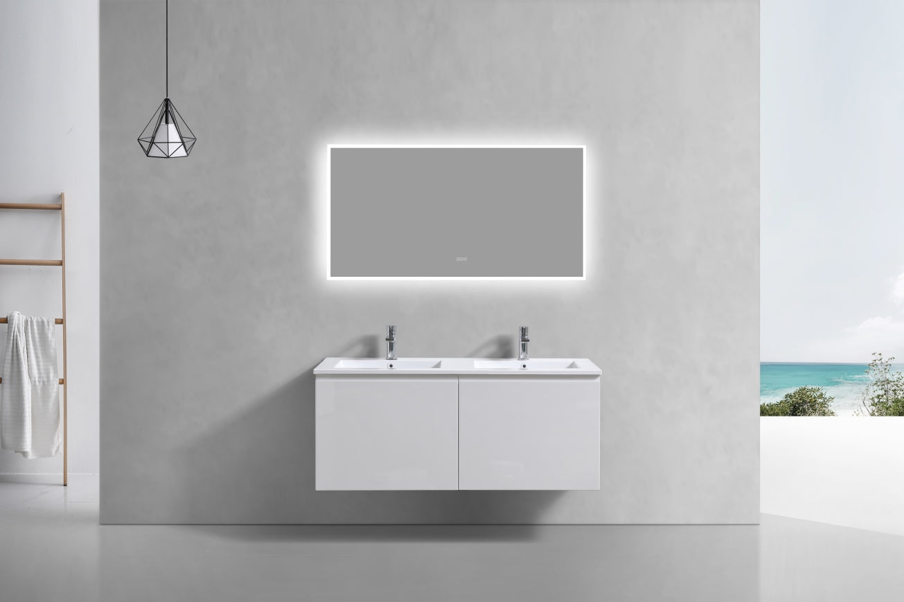 48'' Balli Double Sink Modern Wall Mount Bathroom Vanity Gloss White