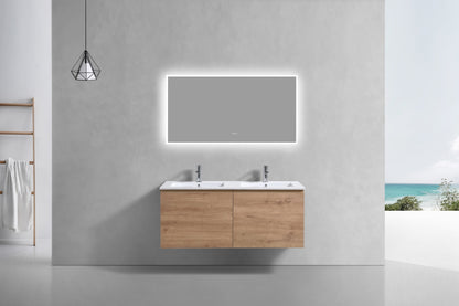 48'' Balli Double Sink Modern Wall Mount Bathroom Vanity White Oak