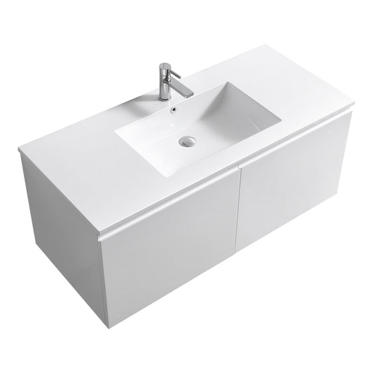 48'' Balli Modern Wall Mount Single Sink Bathroom Vanity Gloss White
