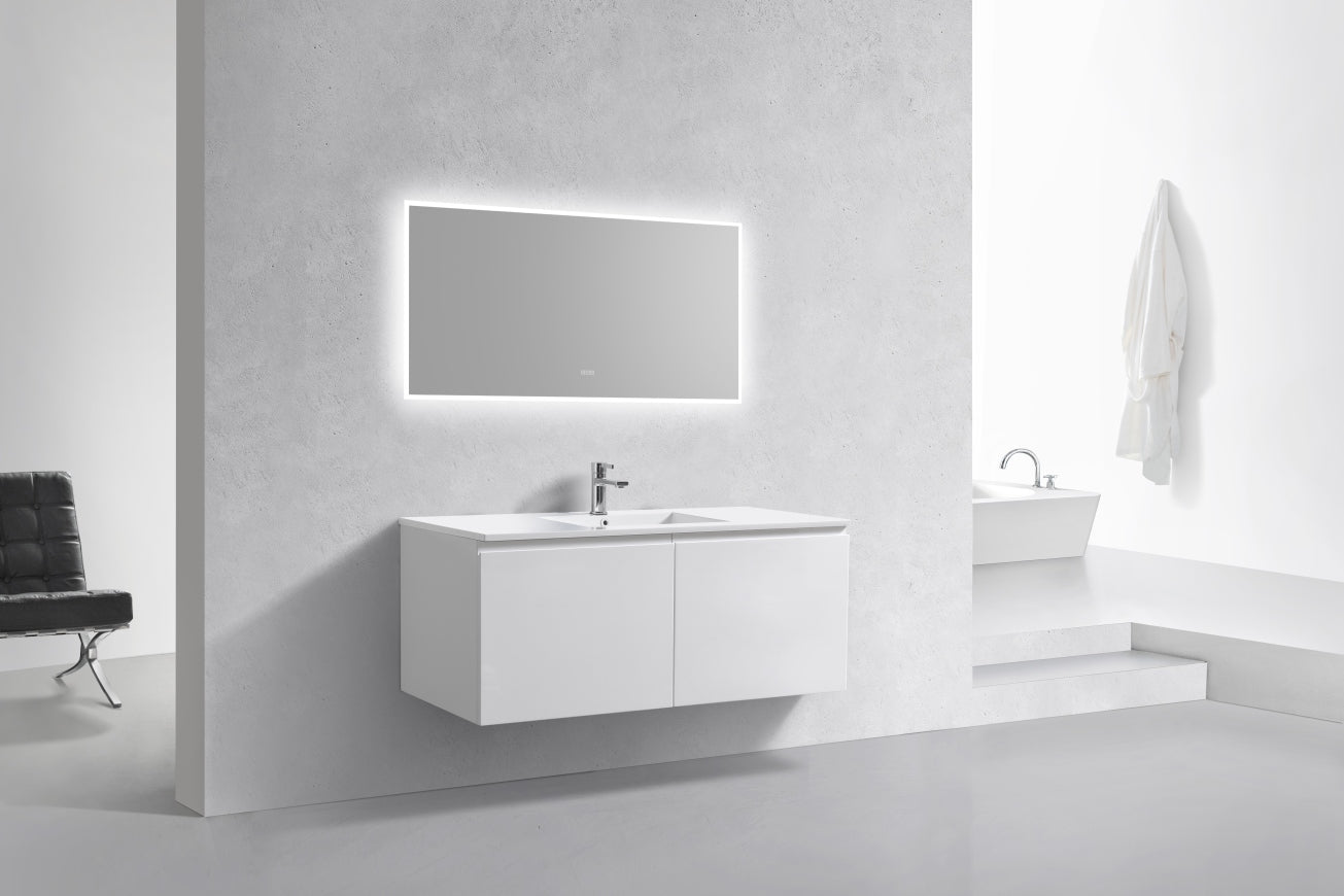 48'' Balli Modern Wall Mount Single Sink Bathroom Vanity Gloss White