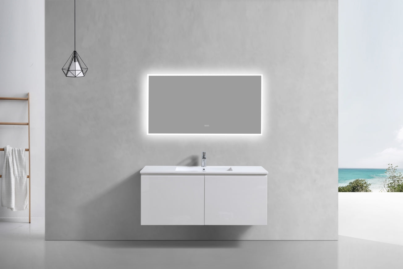 48'' Balli Modern Wall Mount Single Sink Bathroom Vanity Gloss White