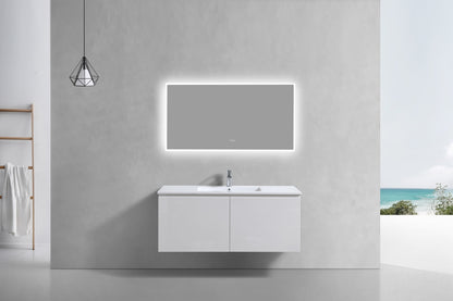 48'' Balli Modern Wall Mount Single Sink Bathroom Vanity Gloss White