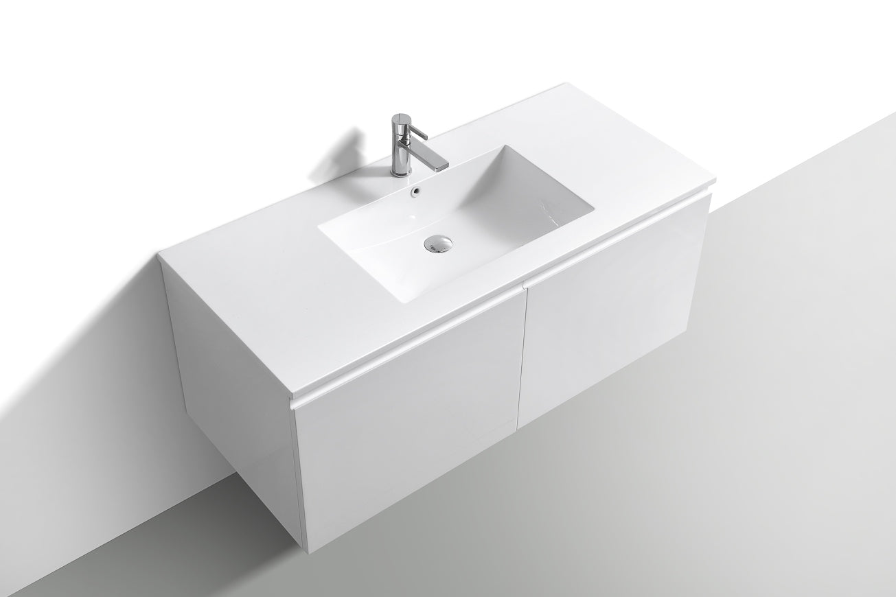 48'' Balli Modern Wall Mount Single Sink Bathroom Vanity Gloss White
