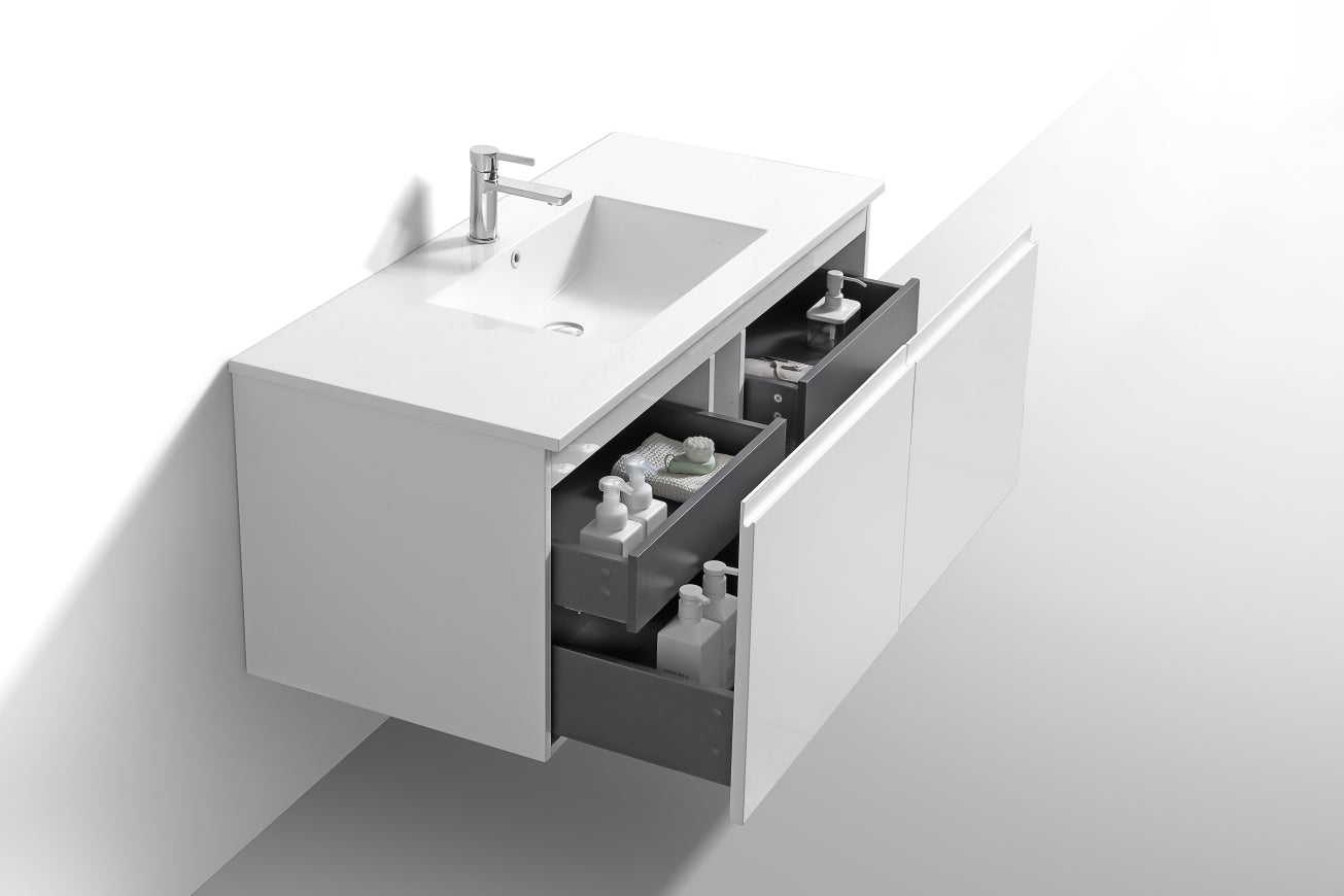 48'' Balli Modern Wall Mount Single Sink Bathroom Vanity Gloss White