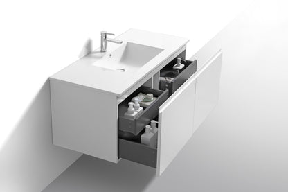 48'' Balli Modern Wall Mount Single Sink Bathroom Vanity Gloss White