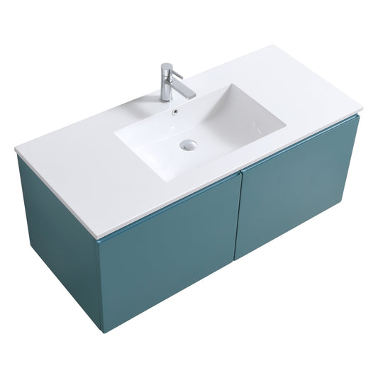 48'' Balli Single Sink Modern Wall Mount Bathroom Vanity Teal Green