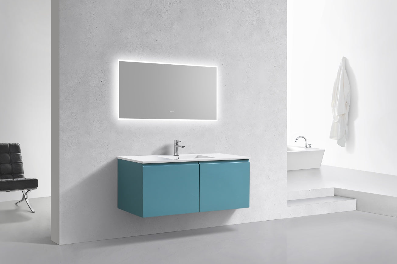 48'' Balli Single Sink Modern Wall Mount Bathroom Vanity Teal Green
