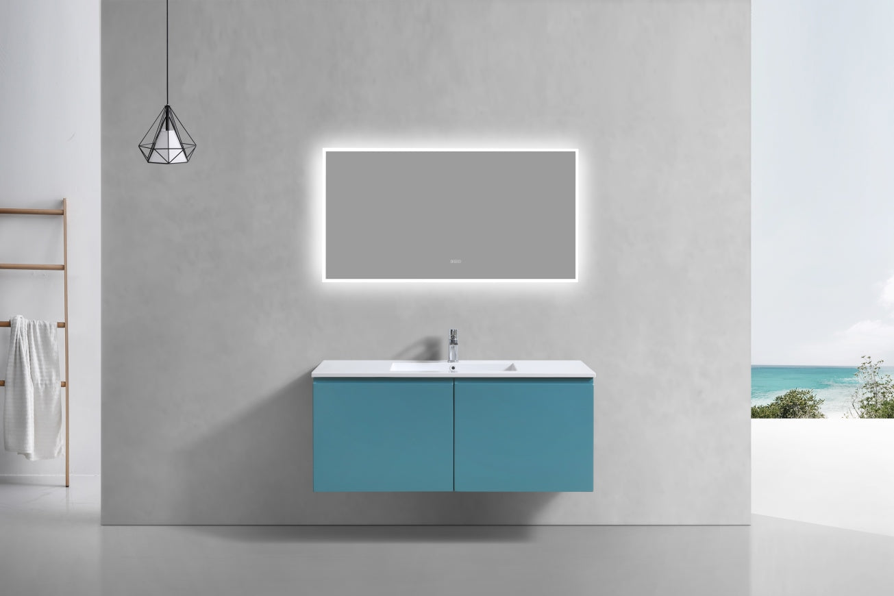 48'' Balli Single Sink Modern Wall Mount Bathroom Vanity Teal Green