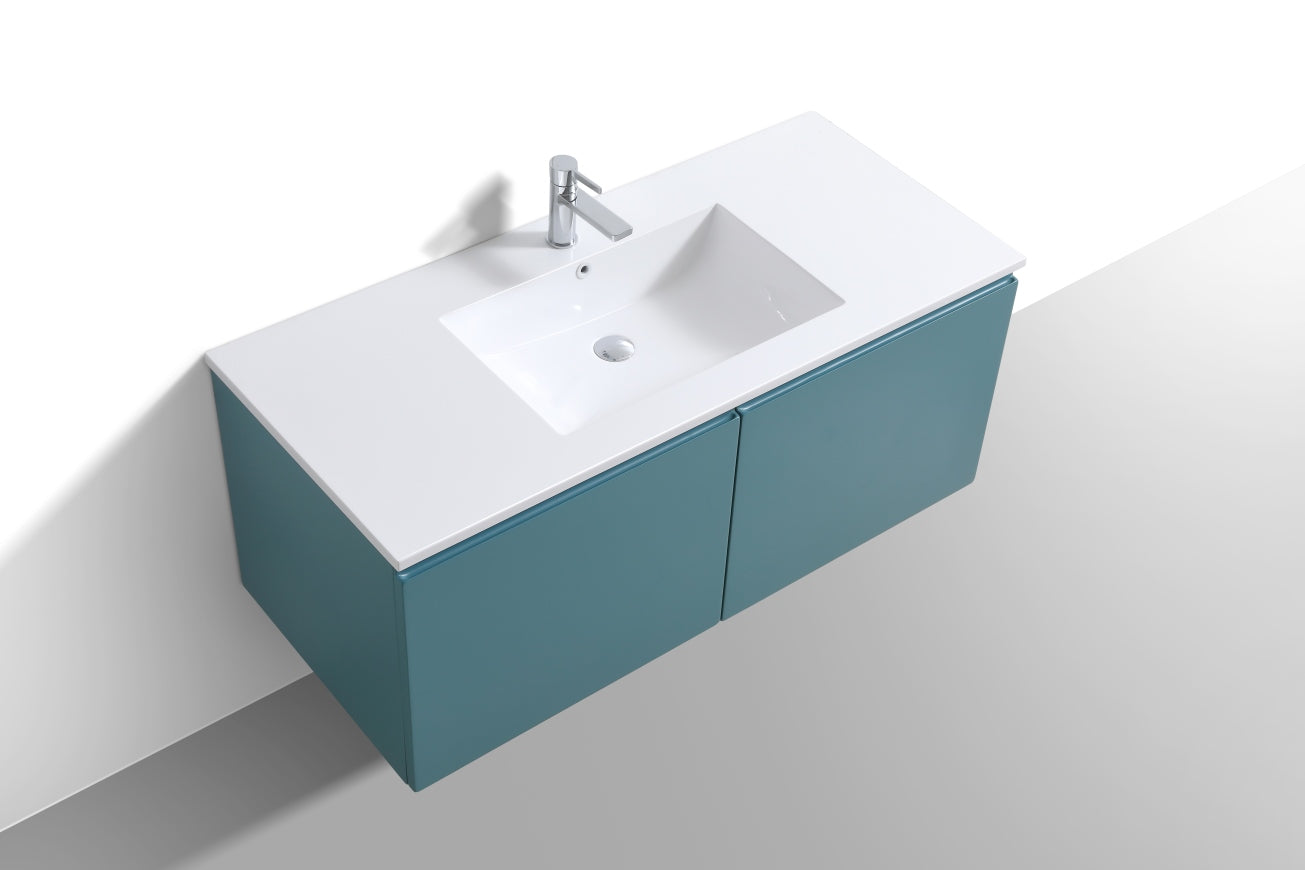 48'' Balli Single Sink Modern Wall Mount Bathroom Vanity Teal Green