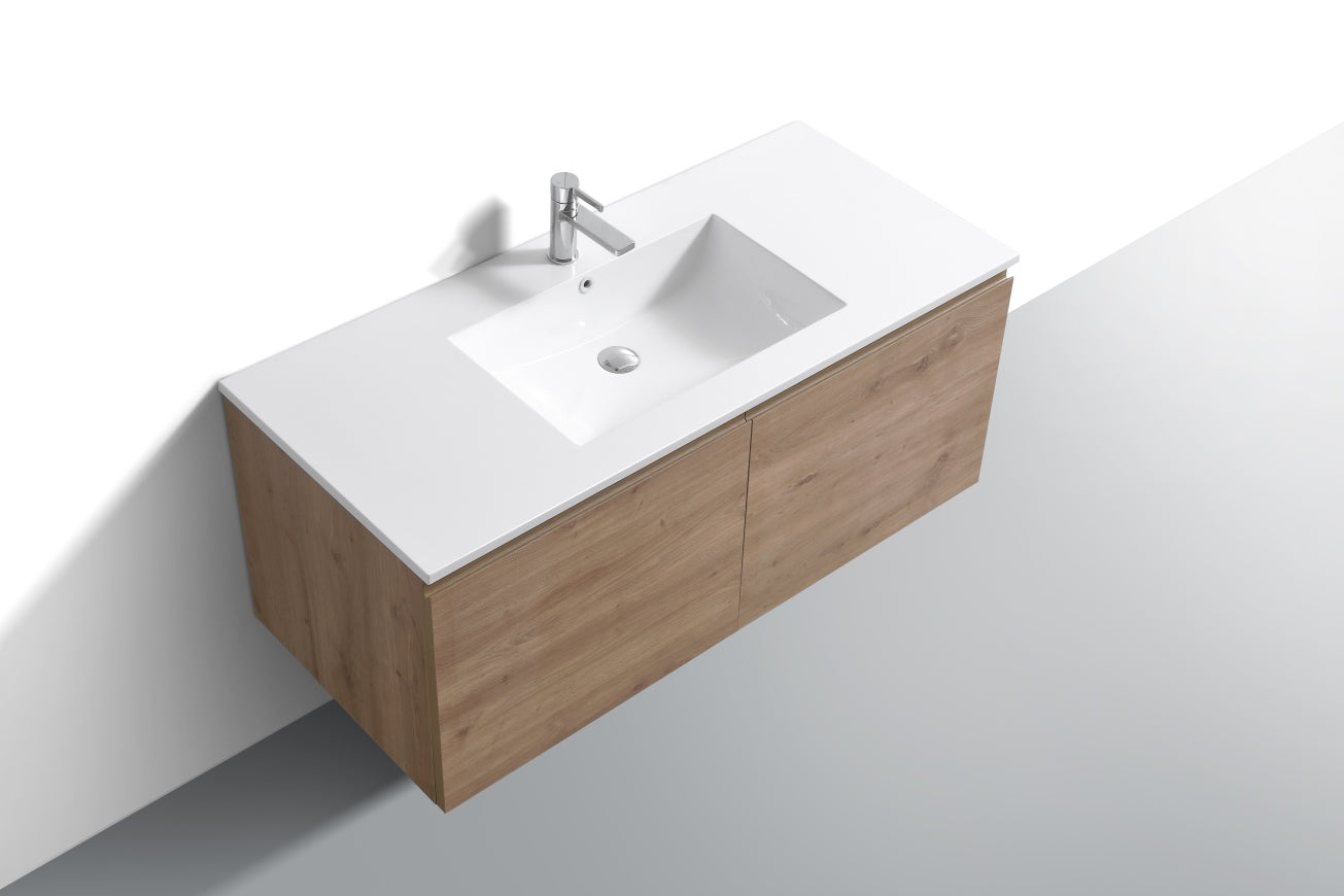 48'' Balli Single Sink Modern Wall Mount Bathroom Vanity White Oak
