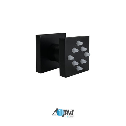 Aqua Piazza Black Shower Set w/ 12" Square Rain Shower,  Handheld and 4 Body Jets