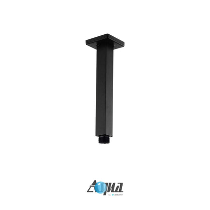 Aqua Piazza Black Shower Set w/ 12" Ceiling Mount Square Rain Shower, 4 Body Jets and Handheld