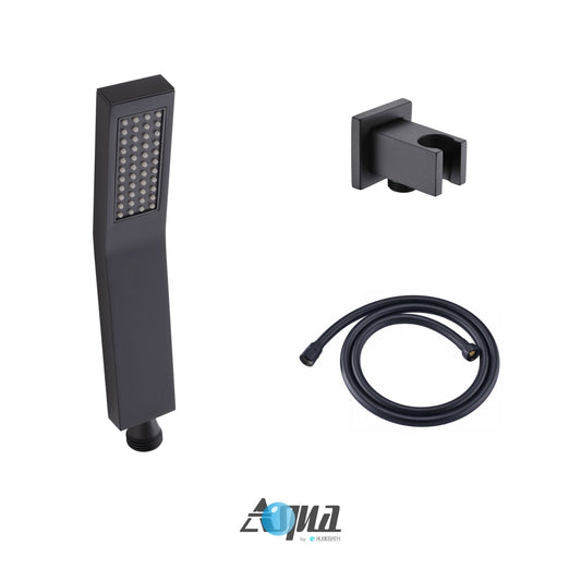 Aqua Piazza by KubeBath Handheld Kit With Handheld, 5' Long Hose and Wall Adapter Matte Black