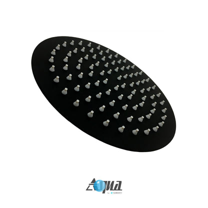 Aqua RONDO Black Brass Shower Set w/ 8" Round Rain Shower,  4 Body Jets and Tubfiller