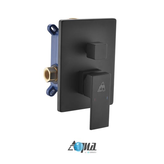 Aqua Piazza Black Shower Set w/ 8" Ceiling Mount Square Rain Shower and Handheld