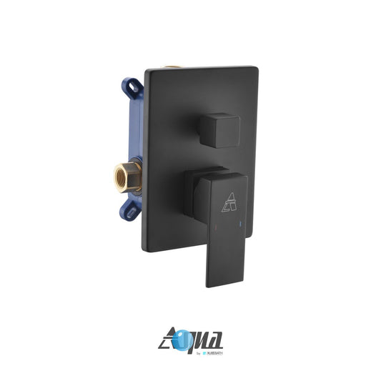 Aqua Piazza by KubeBath 2-Way Rough-In Valve With Cover Plate, Handle and Diverter Matte Black