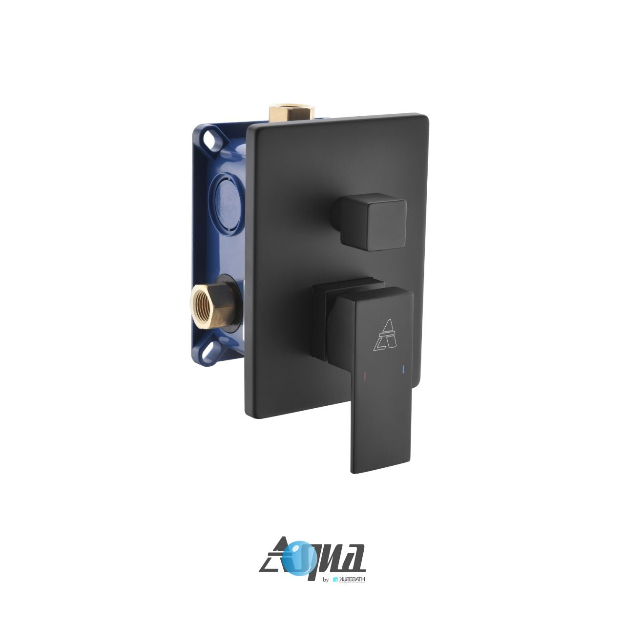 Aqua Piazza by KubeBath 3-Way Rough-In Valve With Cover Plate, Handle and Diverter Matte Black