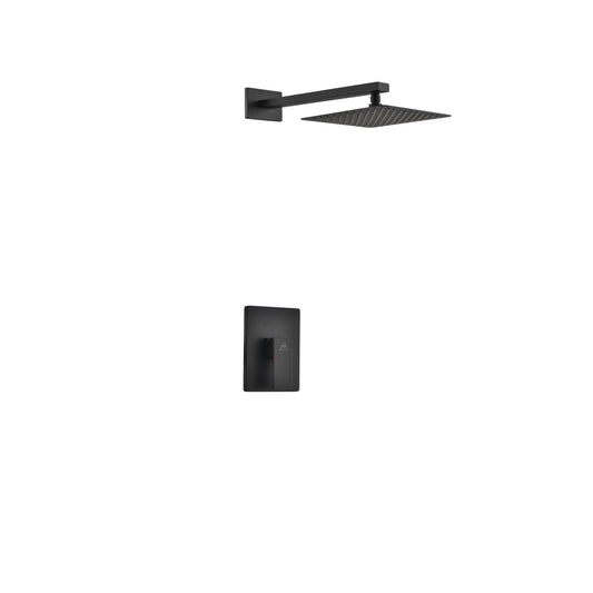 Aqua Piazza Black Shower Set w/ 8" Square Rain Shower Head