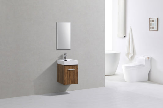 Bliss 16" High Glossy Chestnut Wood Wall Mount Modern Bathroom Vanity