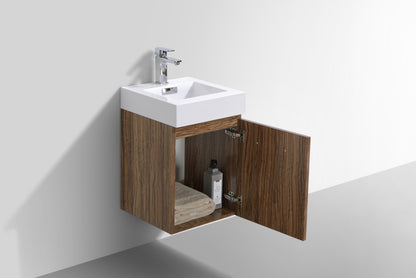 Bliss 16" High Glossy Chestnut Wood Wall Mount Modern Bathroom Vanity