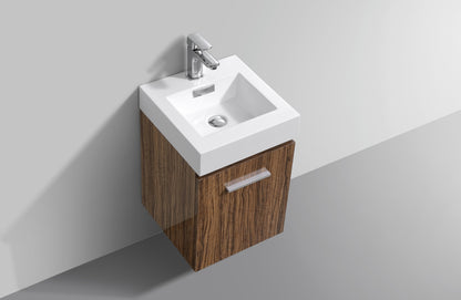 Bliss 16" High Glossy Chestnut Wood Wall Mount Modern Bathroom Vanity