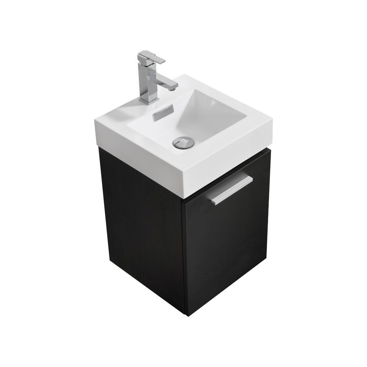 Bliss 16" Black Wall Mount Modern Bathroom Vanity