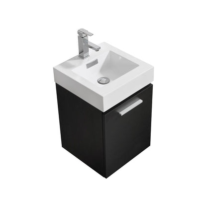Bliss 16" Black Wall Mount Modern Bathroom Vanity